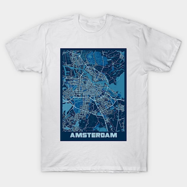 Amsterdam - Netherlands Peace City Map T-Shirt by tienstencil